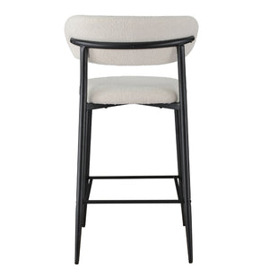 Clement Boucle Fabric Kitchen Bar Stool in Off-White
