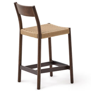 Elsie Rope Kitchen Bar Stool in Walnut/Natural