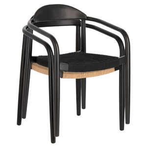 Finley Acacia Wood Dining Chair in Black/Black