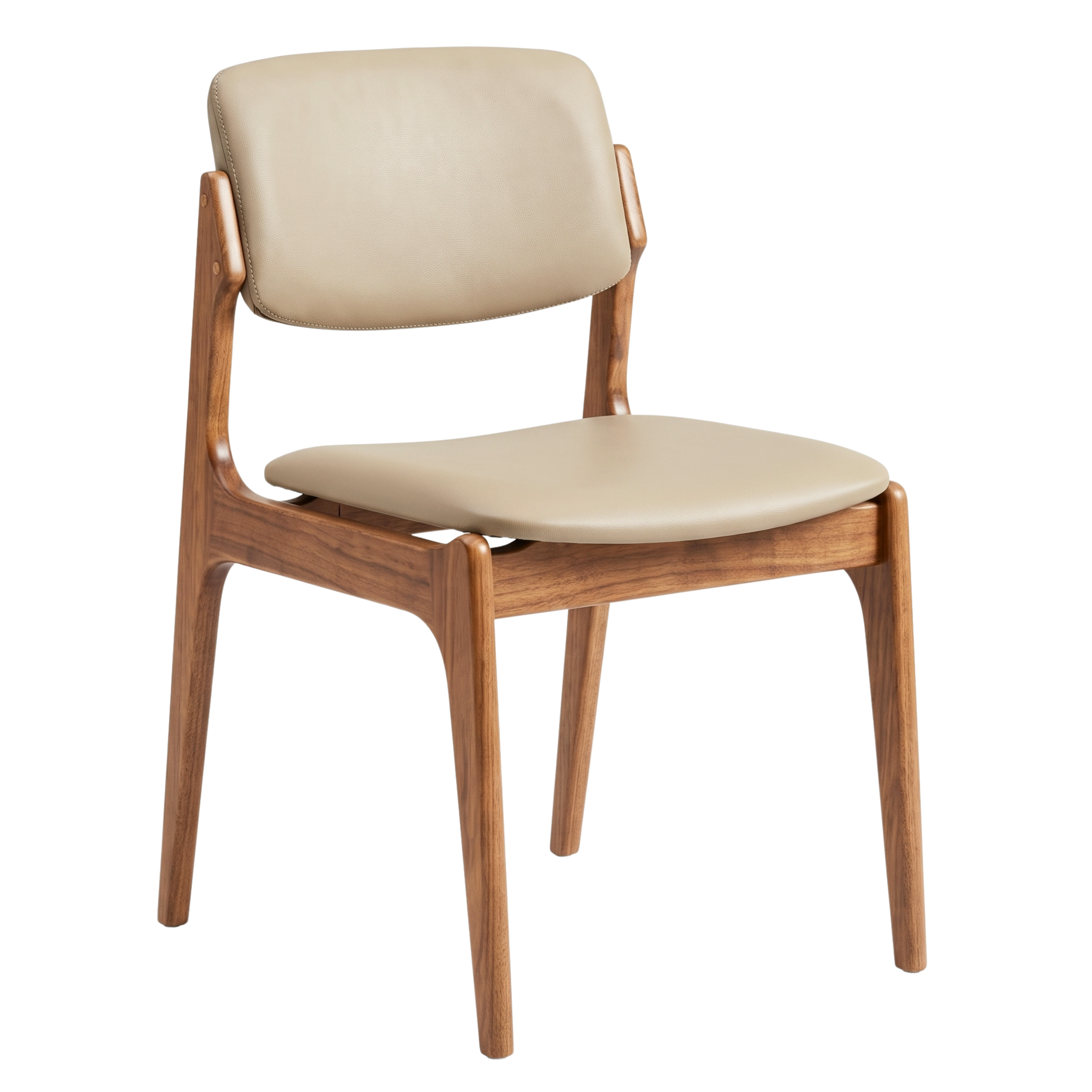 Larsen Leather Dining Chair in Light Walnut/Taupe