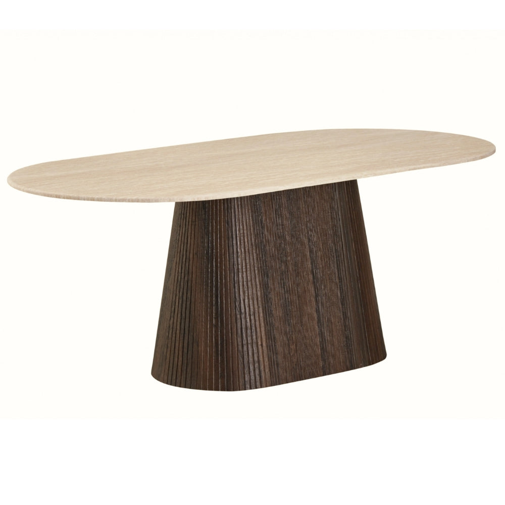 Theo 240cm Dining Table in Dark Walnut/Travertine
