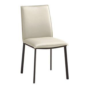 Louie Leather Dining Chair in Light Grey