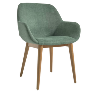 Markus Chenille Fabric Dining Chair in Dark Ash/Green