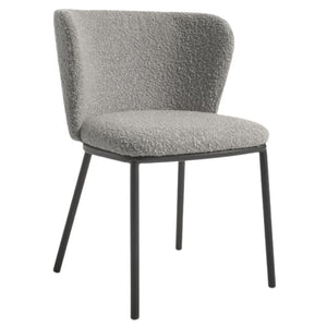 Harper Boucle Fabric Dining Chair in Grey