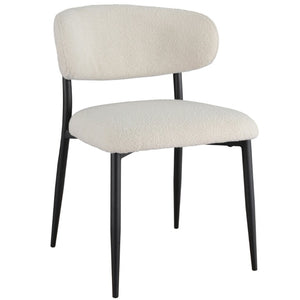 Clement Boucle Fabric Dining Chair in Off-White