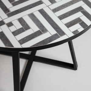 Demi 90cm Ceramic Dining Table in Black/White