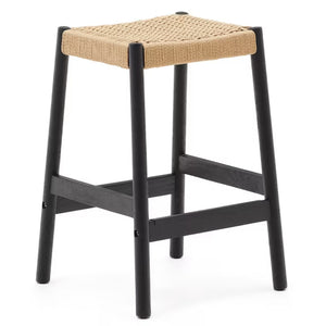 Meredith Rope Kitchen Bar Stool in Black/Natural
