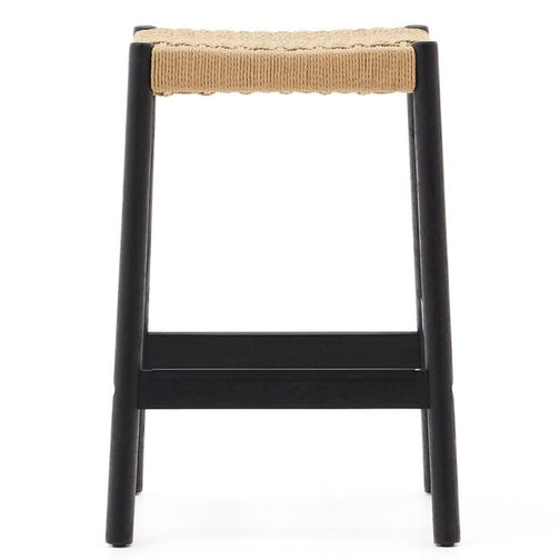 Meredith Rope Kitchen Bar Stool in Black/Natural