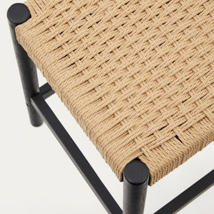 Meredith Rope Kitchen Bar Stool in Black/Natural