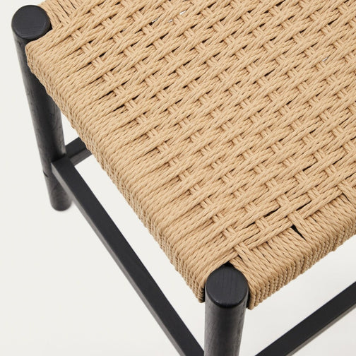Meredith Rope Kitchen Bar Stool in Black/Natural