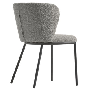 Harper Boucle Fabric Dining Chair in Grey