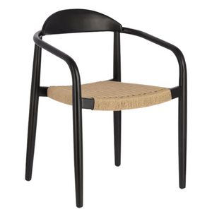 Finley Acacia Wood Dining Chair in Black/Natural