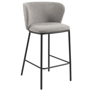 Harper 65cm Boucle Fabric Kitchen Bar Stool in Grey