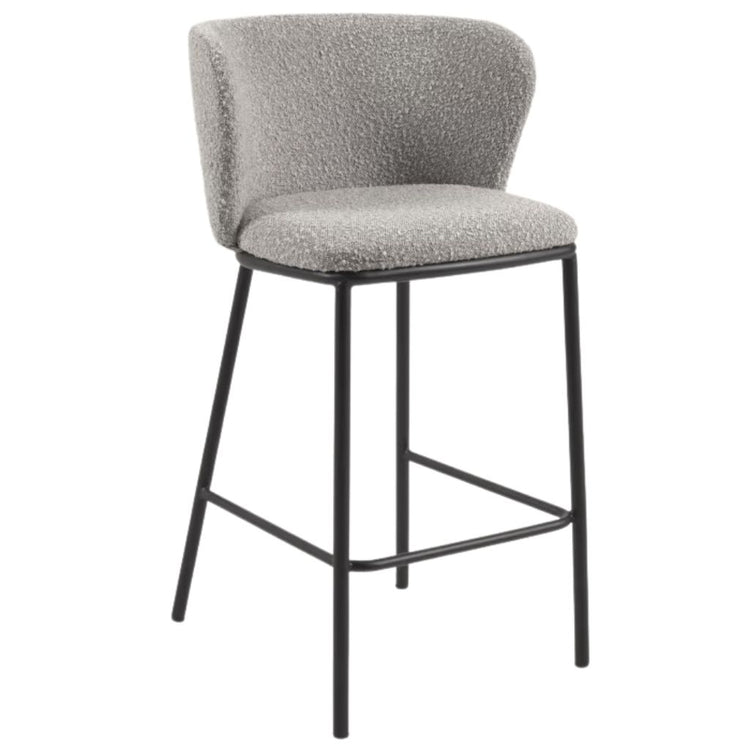 Harper 65cm Boucle Fabric Kitchen Bar Stool in Grey