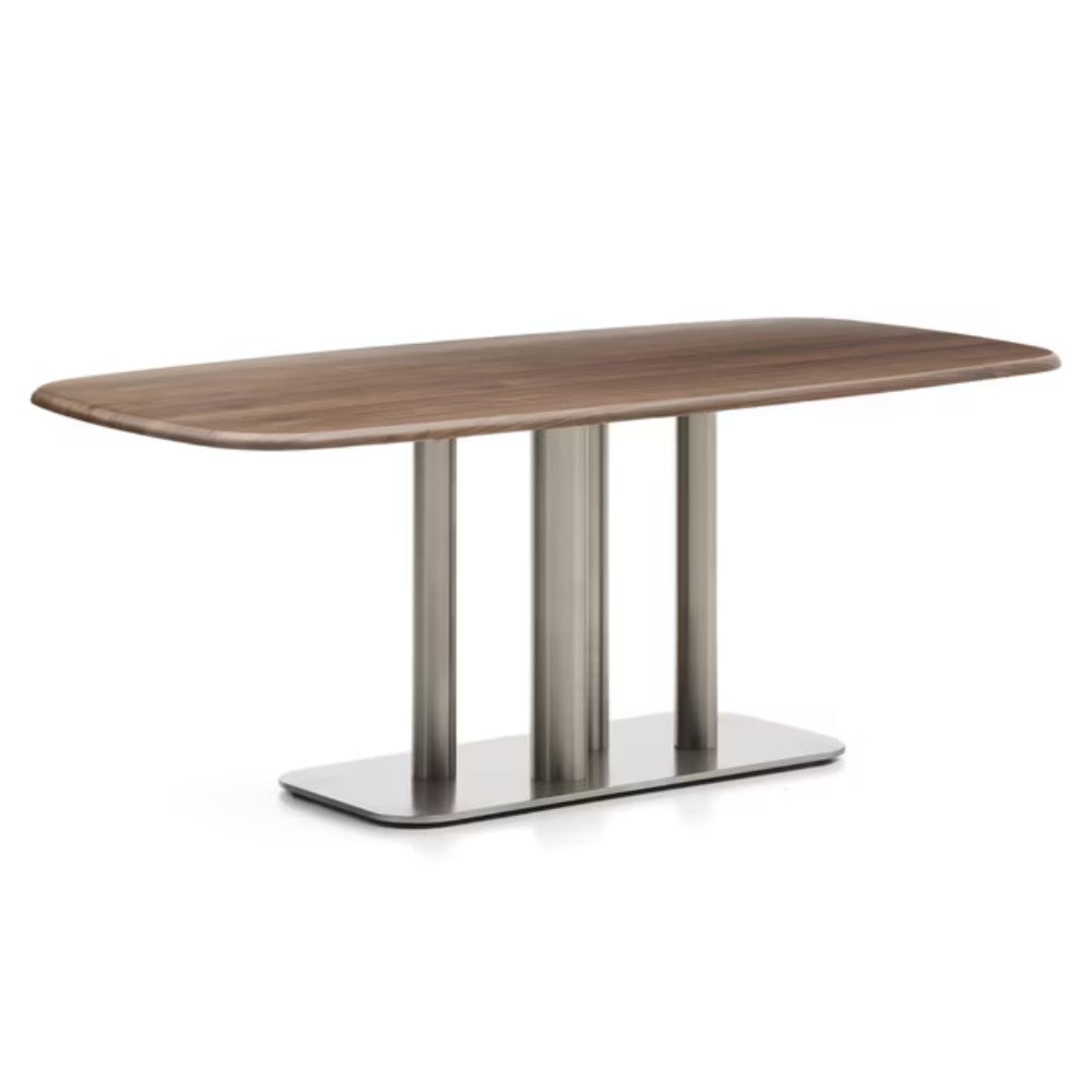 Celia 180cm Dining Table in Stainless Steel/Walnut