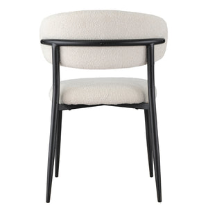 Clement Boucle Fabric Dining Chair in Off-White