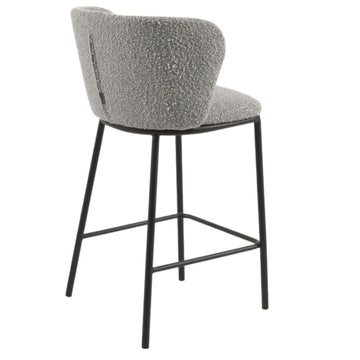 Harper 65cm Boucle Fabric Kitchen Bar Stool in Grey