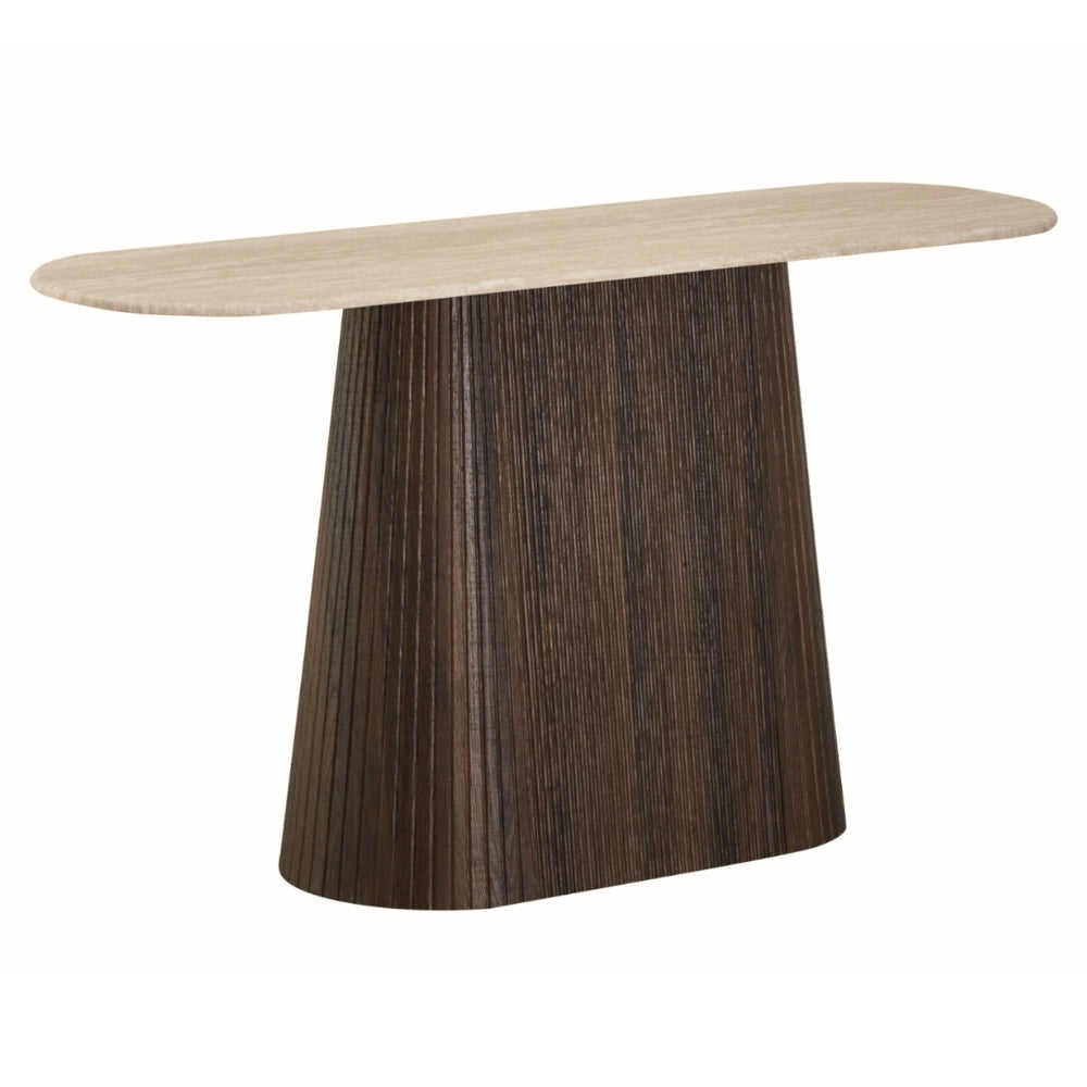 Theo 150cm Console Table in Dark Walnut/Travertine
