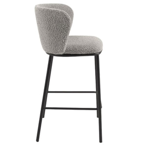 Harper 65cm Boucle Fabric Kitchen Bar Stool in Grey