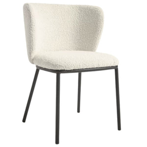 Harper Boucle Fabric Dining Chair in White