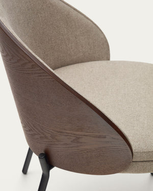 Soren Fabric Dining Chair in Walnut/Light Brown