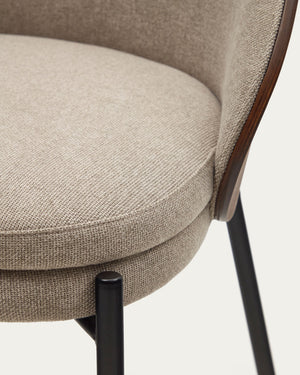 Soren Fabric Dining Chair in Walnut/Light Brown