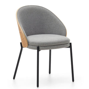 Soren Fabric Dining Chair in Oak/Light Grey