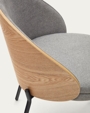 Soren Fabric Dining Chair in Oak/Light Grey