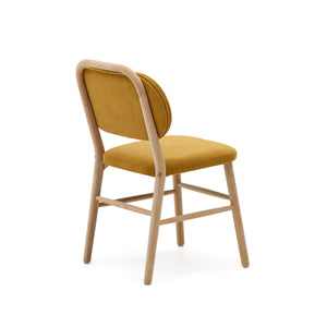 Rumi Fabric Dining Chair in Oak/Mustard