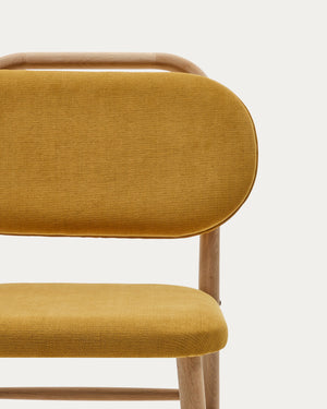 Rumi Fabric Dining Chair in Oak/Mustard