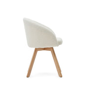 Arlo Boucle Fabric Swivel Dining Chair in White