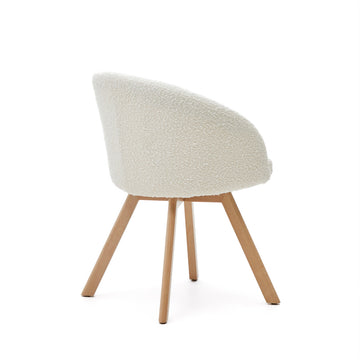 Arlo Boucle Fabric Swivel Dining Chair in White