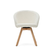 Arlo Boucle Fabric Swivel Dining Chair in White