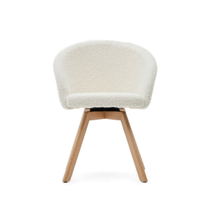 Arlo Boucle Fabric Swivel Dining Chair in White