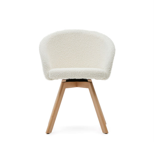 Arlo Boucle Fabric Swivel Dining Chair in White