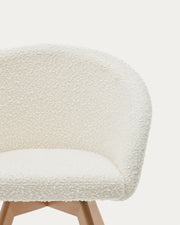 Arlo Boucle Fabric Swivel Dining Chair in White