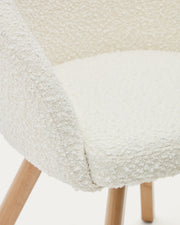 Arlo Boucle Fabric Swivel Dining Chair in White