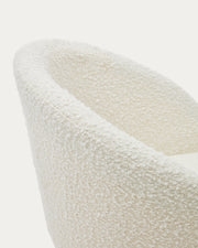 Arlo Boucle Fabric Swivel Dining Chair in White