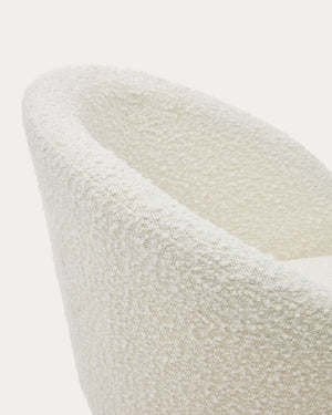 Arlo Boucle Fabric Swivel Dining Chair in White