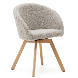 Arlo Boucle Fabric Swivel Dining Chair in Grey