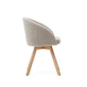 Arlo Boucle Fabric Swivel Dining Chair in Grey