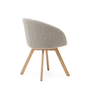 Arlo Boucle Fabric Swivel Dining Chair in Grey