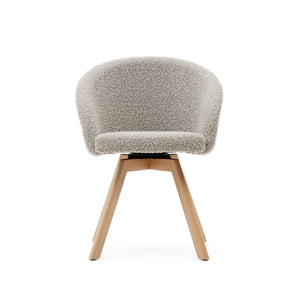 Arlo Boucle Fabric Swivel Dining Chair in Grey