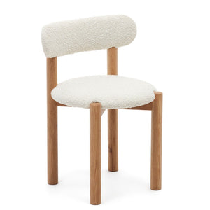 Cleo Boucle Fabric Dining Chair in Oak/White