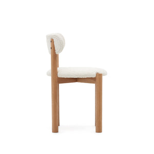 Cleo Boucle Fabric Dining Chair in Oak/White