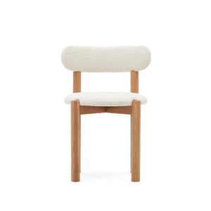 Cleo Boucle Fabric Dining Chair in Oak/White