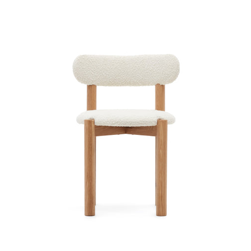 Cleo Boucle Fabric Dining Chair in Oak/White