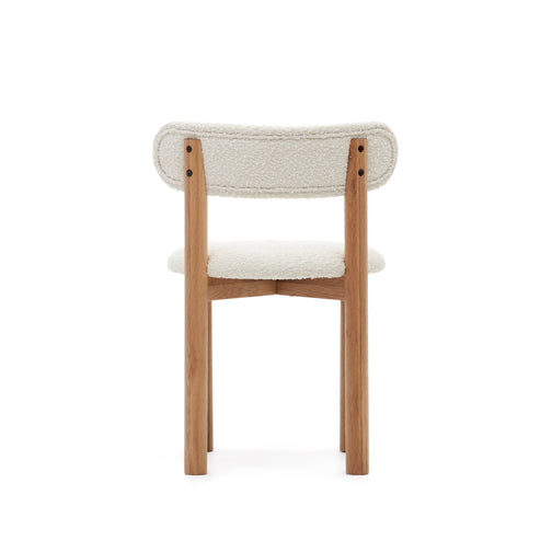 Cleo Boucle Fabric Dining Chair in Oak/White