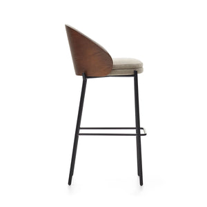 Soren 75cm Fabric Bar Stool in Walnut/Light Brown