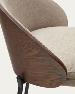 Soren 75cm Fabric Bar Stool in Walnut/Light Brown